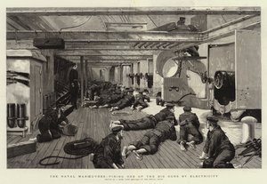 The Naval Manoeuvres, Firing One of the Big Guns by Electricity by Joseph Nash